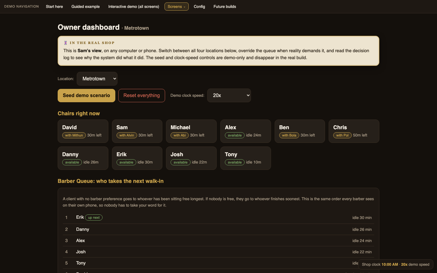 Man Cave owner dashboard